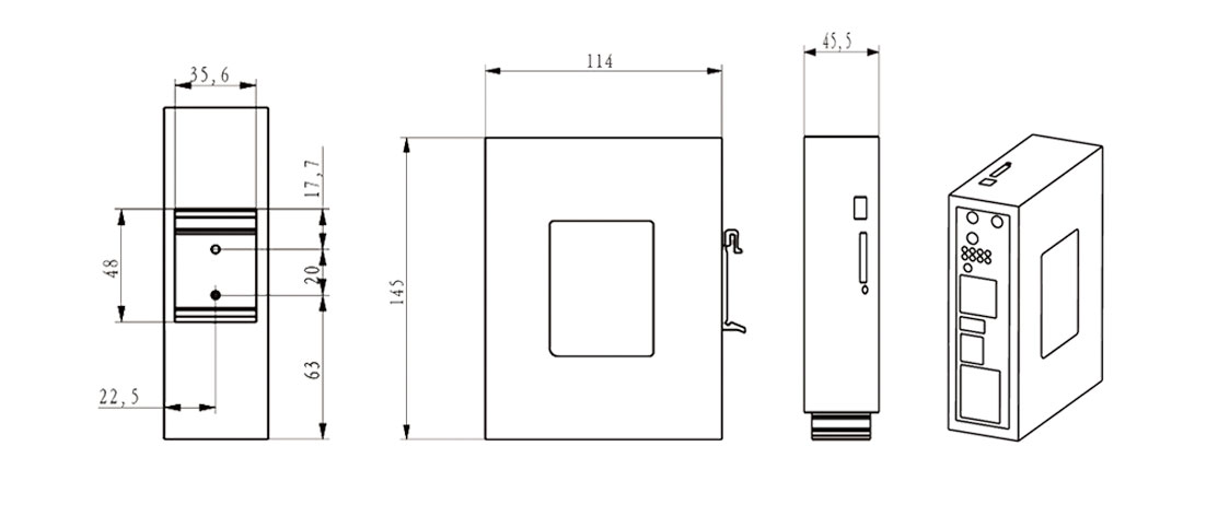 BMR500工業(yè)級(jí)路由器尺寸圖