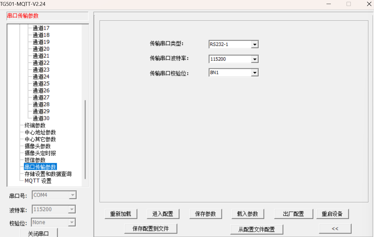 串口參數(shù)配置